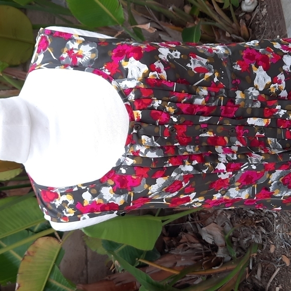 Rachel Rachel Roy Floral Trapeze Dress Olive Green Pink Sleeveless Flowy small - Picture 2 of 11